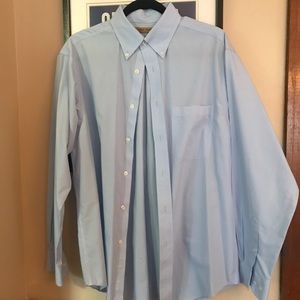 Men’s blue and white check button down shirt